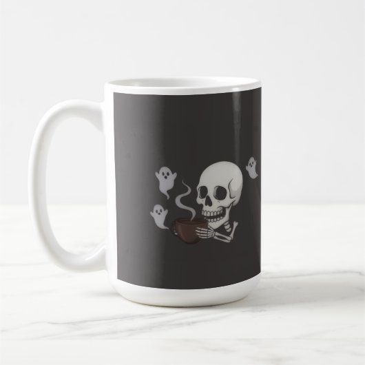 Dood van binnen maar vol cafeïne – Halloween kusse Koffiemok (Links)