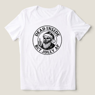 Dood van binnen maar vrolijk leuke Kerstman skelet Tri-Blend Shirt