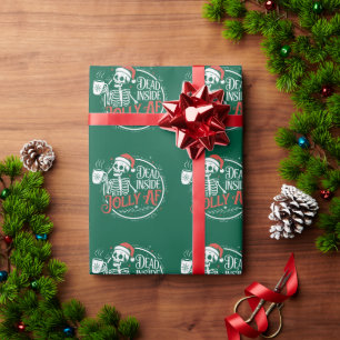 Dood van binnen maar vrolijke Af schedel Kerstman  Cadeaupapier