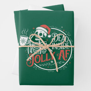 Dood van binnen maar vrolijke schedel Kerstman Ker Inpakpapier Vel