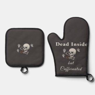 Dood van binnen maar wel g caffeïne – Halloween ku Ovenwant & Pannenlap Set