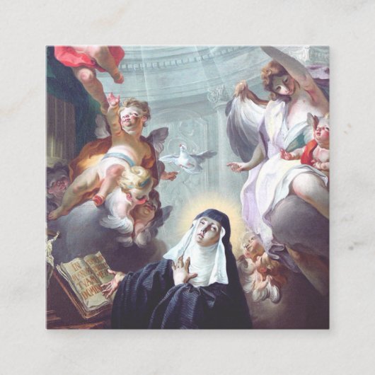 Dood van de Heilige Scholastica Vierkante Visitekaartje (Voorkant)