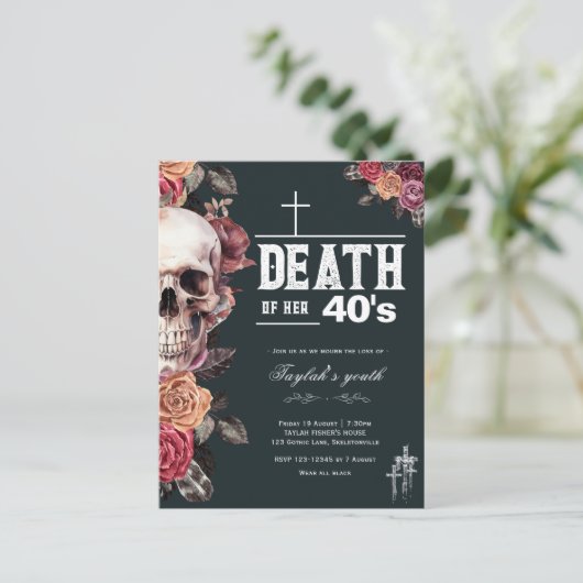 Dood van haar 40s - 50ste verjaardag uitnodiging (Staand voorkant)