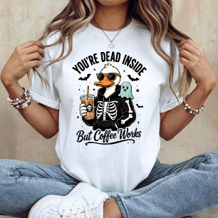 Dood vanbinnen Iced Coffee Skelet Eend T-shirt