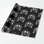 Dood Verliefden Gothic Skelet Bruiloft Cadeaupapier (Uitgerold)