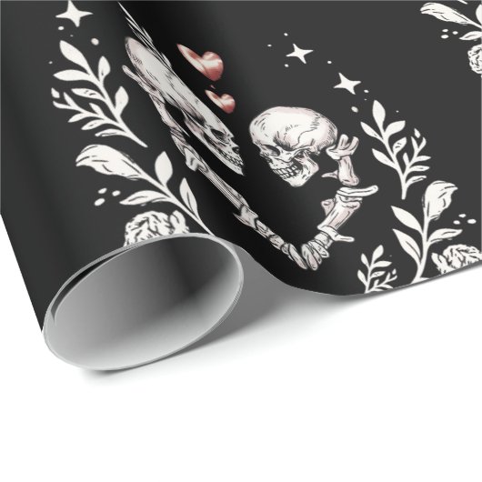 Dood Verliefden Gothic Skelet Bruiloft Cadeaupapier (Rol Hoek)