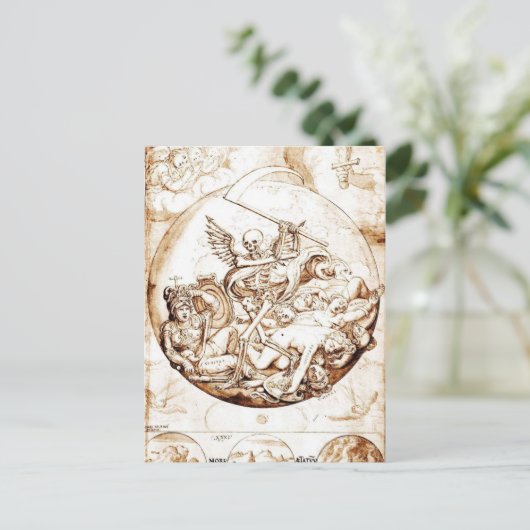 Dood versus Wereld briefkaart (Staand voorkant)