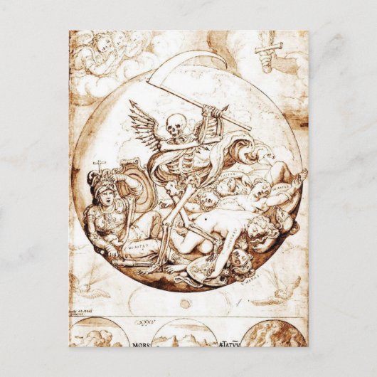 Dood versus Wereld briefkaart (Voorkant)