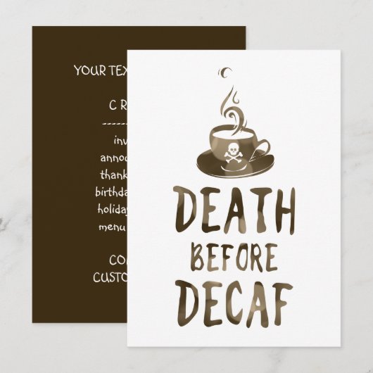 dood voor cafebloffkoffie kaart (Voorkant / Achterkant)