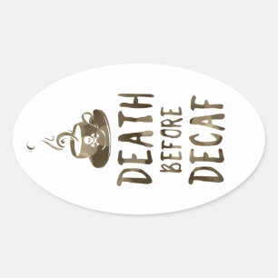 dood voor cafebloffkoffie ovale sticker