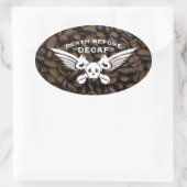 dood voor cafeïne ovale sticker (Tas)