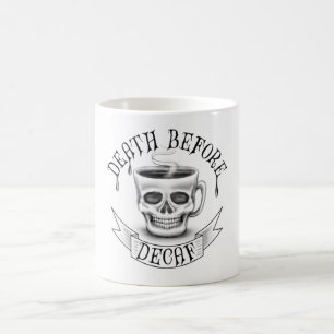 Dood voor cafeïnevrije koffiebeker koffiemok