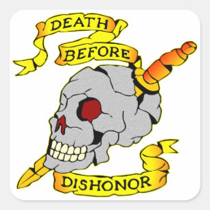 Dood vóór de Schedel van de Schande & het Tattoo Vierkante Sticker