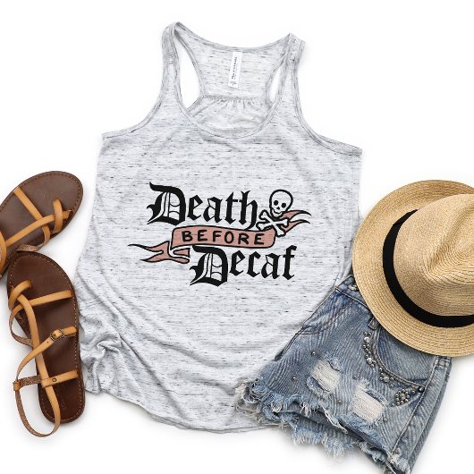 Dood voor decaf Cute Skull Typografie Tanktop