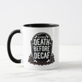 Dood Voor Decaf Grafsteen Met Naam Mok (Links)