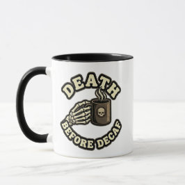 Dood Voor Decaf | Grappige Retro Schedel & Koffie  Mok
