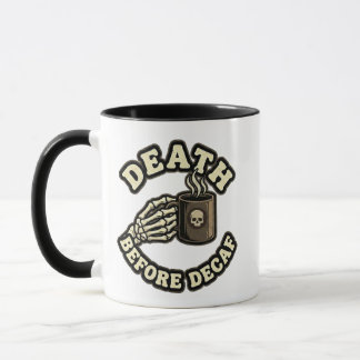 Dood Voor Decaf | Grappige Retro Schedel & Koffie Mok