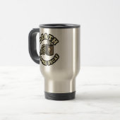 Dood Voor Decaf | Grappige Retro Schedel & Koffie Reisbeker (Voorkant links)