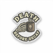 Dood Voor Decaf | Grappige Retro Schedel Laptop St Sticker (Voorkant)