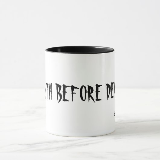 DOOD VÓÓR DECAF, HOE design Mok (Midden)