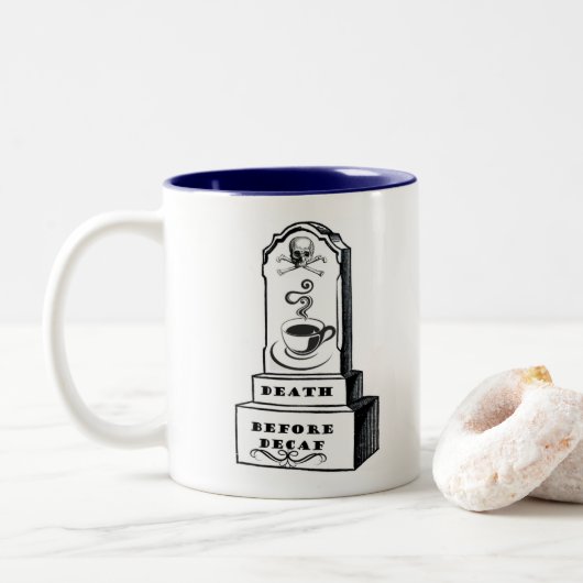 Dood voor decaf-koffie-Mok - Tombstone Cup Tweekleurige Koffiemok (Met donut)
