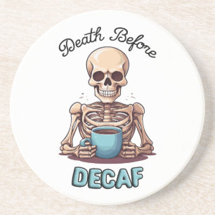 Dood voor decaf; koffieverslaafde zandsteen onderzetter