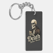 Dood Voor Decaf – Skelet Koffieliefhebber Sleutelhanger (Voorkant Links)
