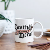 Dood voor Decaf | Skull Typografie Koffiemok