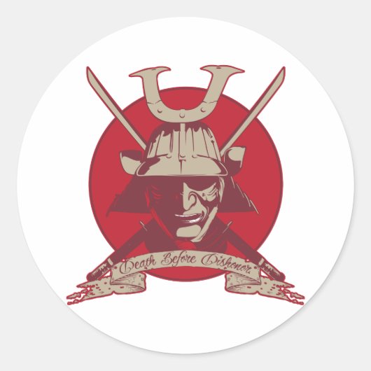Dood voor Dishonor Samurai Ronde Sticker (Voorkant)