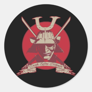 Dood voor Dishonor Samurai Ronde Sticker