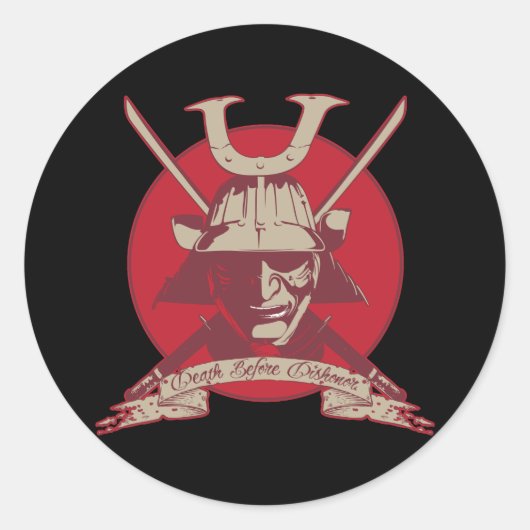 Dood voor Dishonor Samurai Ronde Sticker (Voorkant)