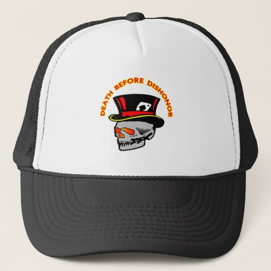 Dood voor Dishonor Skull & Tophat Trucker Pet (Voorkant)