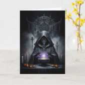 Dood werpt een spreuk op Halloween Kaart (Gele Bloem)