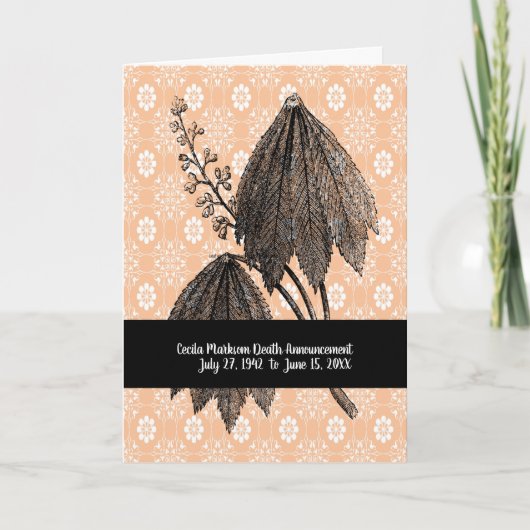 Doodaankondiging voor Vrouw met het Plant van de U Kaart (Voorkant)