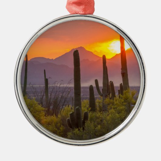 Doodcactus sunset, Arizona Metalen Ornament (Voorkant)