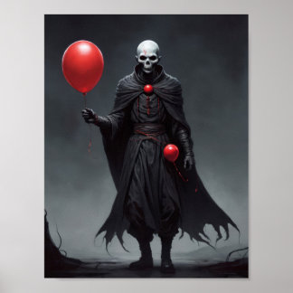 Doodelengel komt met rode ballonnen poster