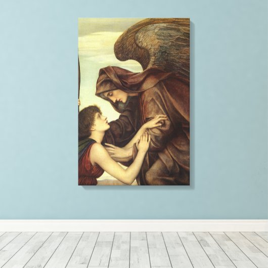 Doodelsengel door Evelyn De Morgan Canvas Afdruk (Insitu (Houten vloer))
