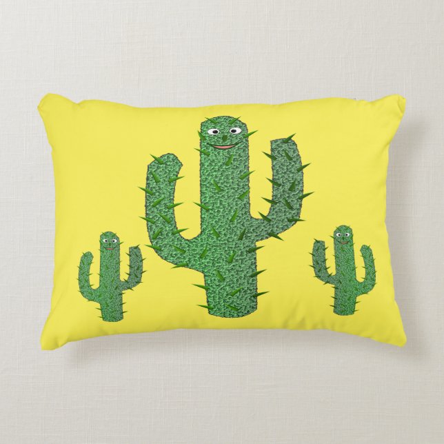 Doodenfeest Gelukkige Cactus Accent Kussen (Voorkant)