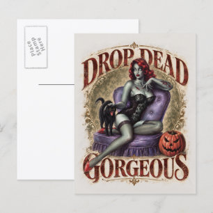 Doodengekke Leuke Zombie Pin-Up Horroransichtkaart Briefkaart