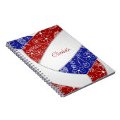 doodfloral red blue boho volleyball notitieboek (Rechterzijde)