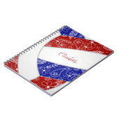 doodfloral red blue boho volleyball notitieboek (Linkerzijde)