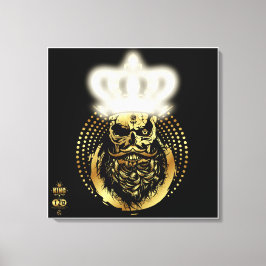 Doodhoofd hipster king skull King barbu and Moust Canvas Afdruk
