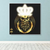 Doodhoofd hipster king skull King barbu and Moust Canvas Afdruk (Insitu (Houten vloer))