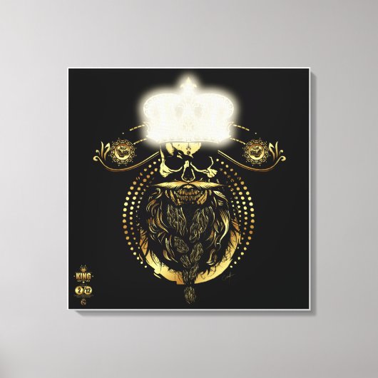 Doodhoofd hipster king skull koning barbu 2 canvas afdruk (Voorkant)