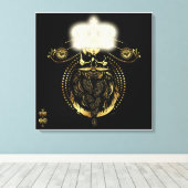 Doodhoofd hipster king skull koning barbu 2 canvas afdruk (Insitu (Houten vloer))