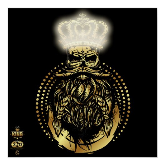 Doodhoofd hipster king skull koning barbu 3 perfect poster (Voorkant)