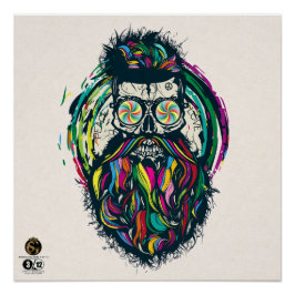 Doodhoofd hipster skulls barbu en moustachu, cr. perfect poster
