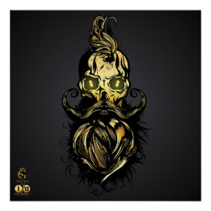 Doodhoofd hipster skulls barbu en moustachu or perfect poster