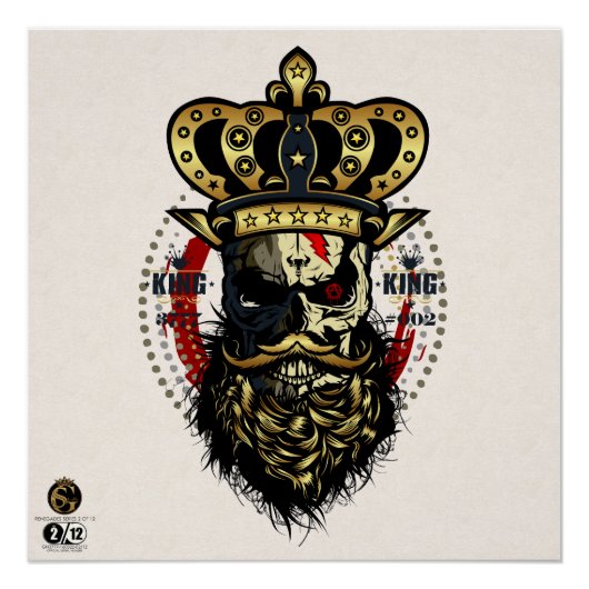 Doodhoofd hipster skulls barbu en moustachu perfect poster (Voorkant)