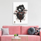 Doodhoofd hipster skulls barbu en moustachu sta canvas afdruk (Insitu (Woonkamer))